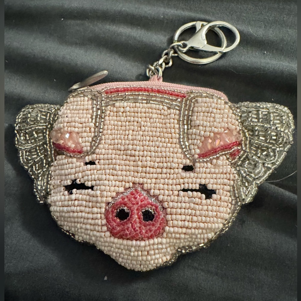 Mary Frances Pink and Silver Beaded Clutch